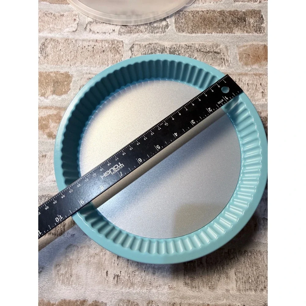 Pampered Chef Teal Blue Tart Pan with Removable Bottom and Lid 9.5 Inch 1608